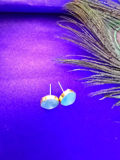 pastel blue stone stud earrings