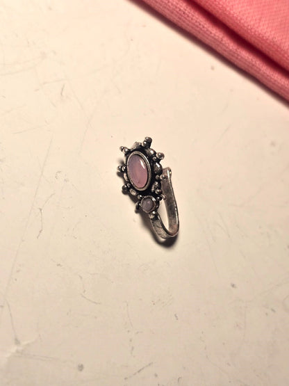 Oxidised Silver Replica Nose pin for Women