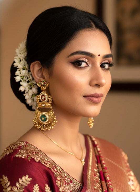 royal Kashmiri-style temple jhumka earrings