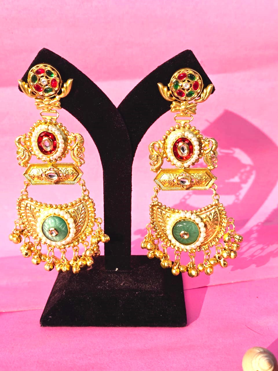 royal Kashmiri-style temple jhumka earrings