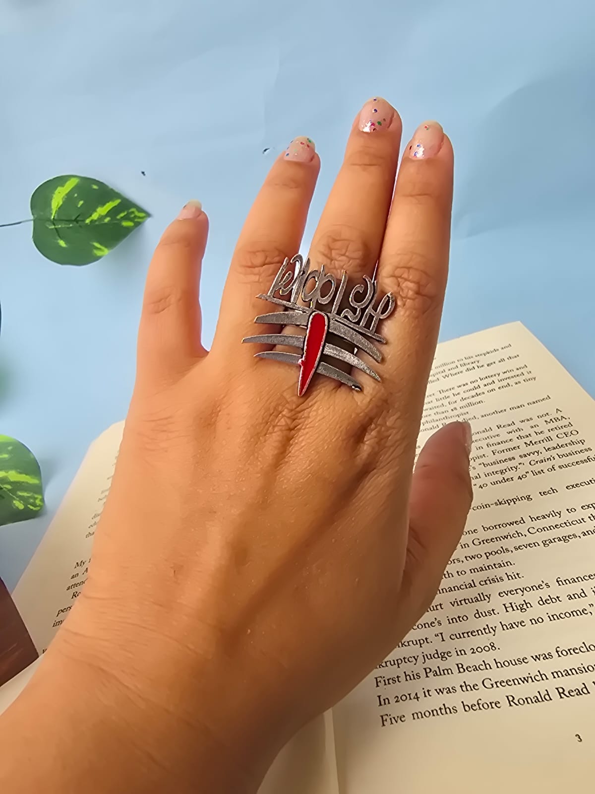 silver-tone red stone statement ring