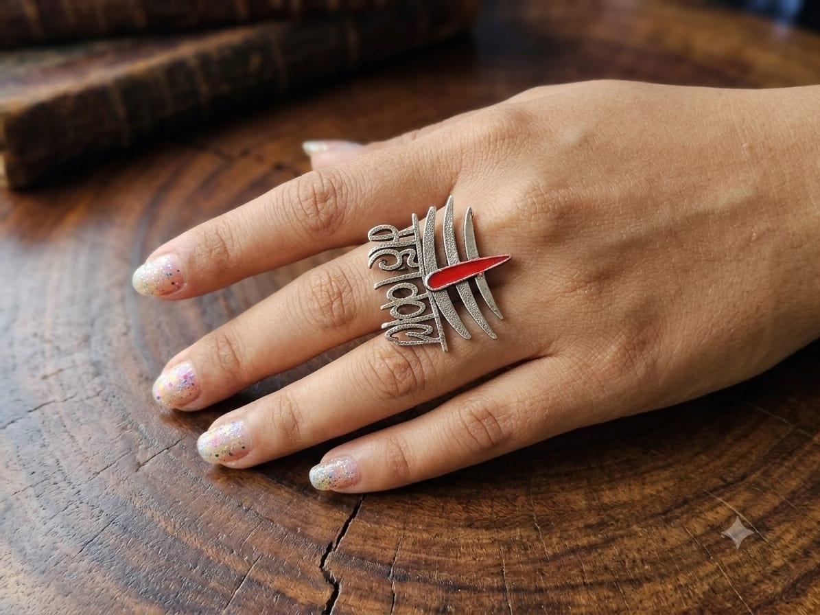 silver-tone red stone statement ring