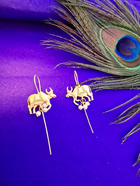 unique bull motif long drop earrings, Ear Cuffs